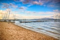 Beautiful summer landscape with cloudy sky and natural lake in Poland. HDR image Royalty Free Stock Photo