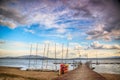 Beautiful summer landscape with cloudy sky and natural lake in Poland. HDR image Royalty Free Stock Photo