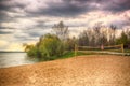 Beautiful summer landscape with cloudy sky and natural lake in Poland. HDR image Royalty Free Stock Photo