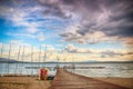 Beautiful summer landscape with cloudy sky and natural lake in Poland. HDR image Royalty Free Stock Photo