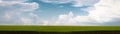 Beautiful summer landscape green field and blue sky with clouds web banner panoramic Royalty Free Stock Photo