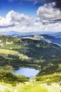 Beautiful summer landscape with lake Calcescu in Parang mountai Royalty Free Stock Photo