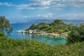 Beautiful summer landscape of the resort with blue sea water Royalty Free Stock Photo