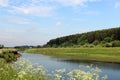 Beautiful summer landscape river flows near the forest Royalty Free Stock Photo