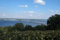 Beautiful summer landscape. River View. The long bridge over the river. Nature. Royalty Free Stock Photo