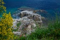 Beautiful summer landscape with sea lagoon, rocks and cliffs Royalty Free Stock Photo