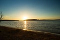 Sunrise Over Wide River With Blue Sky. Royalty Free Stock Photo
