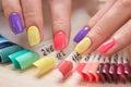 Beautiful summer manicure on female fingers. Royalty Free Stock Photo