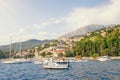 Beautiful summer Mediterranean landscape. Montenegro, Bay of Kotor. View of  Herceg Novi city from sea Royalty Free Stock Photo