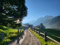 Beautiful summer morning view in Val di Campo. Royalty Free Stock Photo