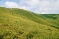 Beautiful summer mountain landscape, forest, clouds. Mount Gemba Pylypets Ukraine. Ukrainian mountains Carpathians Royalty Free Stock Photo