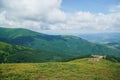 Beautiful summer mountain landscape, forest, clouds. Mount Gemba Pylypets Ukraine. Ukrainian mountains Carpathians Royalty Free Stock Photo