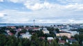 Beautiful summer panorama of Tampere city. Blue sky with clouds. Finland Royalty Free Stock Photo