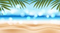 Beautiful summer resort scenery with glittering ocean and blue sky. Vector illustration