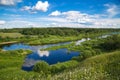 Beautiful summer rural landscape with a river Royalty Free Stock Photo