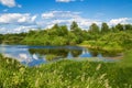 Beautiful summer rural landscape with a river Royalty Free Stock Photo