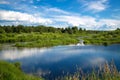 Beautiful summer rural landscape with a river Royalty Free Stock Photo