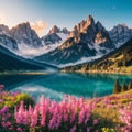 Beautiful summer scenery. Charming morning view of Fedaia lake. Stunning summer scene of Dolomiti Alps, Gran Poz