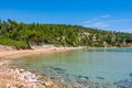 Beautiful Summer scenery at Chrisi Milia beach in Alonissos island, Greece Royalty Free Stock Photo