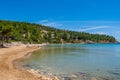 Beautiful Summer scenery at Chrisi Milia beach in Alonissos island, Greece Royalty Free Stock Photo