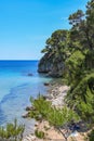 Beautiful Summer scenery at Chrisi Milia beach in Alonissos island, Greece Royalty Free Stock Photo