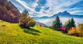 Beautiful summer scenery. Splendid morning view of outskirts of Stansstad town, Switzerland