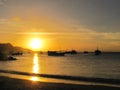 Beautiful summer sunset on the caribbean beaches while surfing and enjoying the scenery