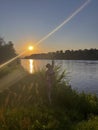 a beautiful summer sunset over the Berezina river Royalty Free Stock Photo