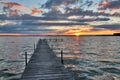 Beautiful summer sunset over the lake.