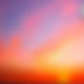 Beautiful summer sunset, violet and pale violet-red stripes at the top, and the transition from yellow and orange to titanium,