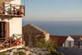 Beautiful Summer Terrace View of a Old Greek House at the Aegean Sea and the Sporades on the Greek Island of Alonissos, Ancient Gr
