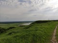 Beautiful summer valley with artificial reservoirs