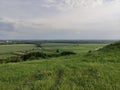 Beautiful summer valley with artificial reservoirs