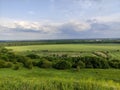 Beautiful summer valley with artificial reservoirs