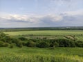 Beautiful summer valley with artificial reservoirs