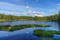 Beautiful summer view across a small lake in northern Sweden Royalty Free Stock Photo