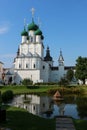 Beautiful summer view of the courtyard of famous russian landmark Rostov kremlin Royalty Free Stock Photo