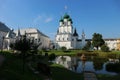 Beautiful summer view of the courtyard of famous russian landmark Rostov kremlin Royalty Free Stock Photo