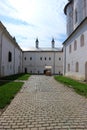 Beautiful summer view of the courtyard of famous russian landmark Rostov kremlin