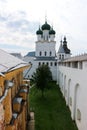 Beautiful summer view of the courtyard of famous russian landmark Rostov kremlin Royalty Free Stock Photo
