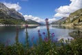 A beautiful summer view of Lago Fedaia in the Dolomites