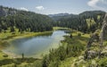 Beautiful summer view of the Sackwiesensee in Styria ( Austria) as seen from the surrounding mountains Royalty Free Stock Photo