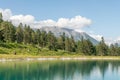 Beautiful summer view of a small alpine lake in the alpine mountains in Imst, Tirol. Water reservoir in beautiful Imst Royalty Free Stock Photo