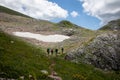 Beautiful summer views of blooming alpine meadows of Caucasus mountains