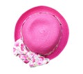 Beautiful summer woman hat with flower isolated on white background (clipping path) Royalty Free Stock Photo