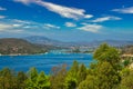 Beautiful summertime panoramic seascape view in Greece.