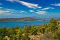 Beautiful summertime panoramic seascape view in Greece.