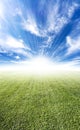 Beautiful sun flare meadow horizon Royalty Free Stock Photo