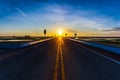 Beautiful sun rising sky with asphalt highways road Royalty Free Stock Photo