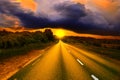 Beautiful sunny road in the morning Royalty Free Stock Photo